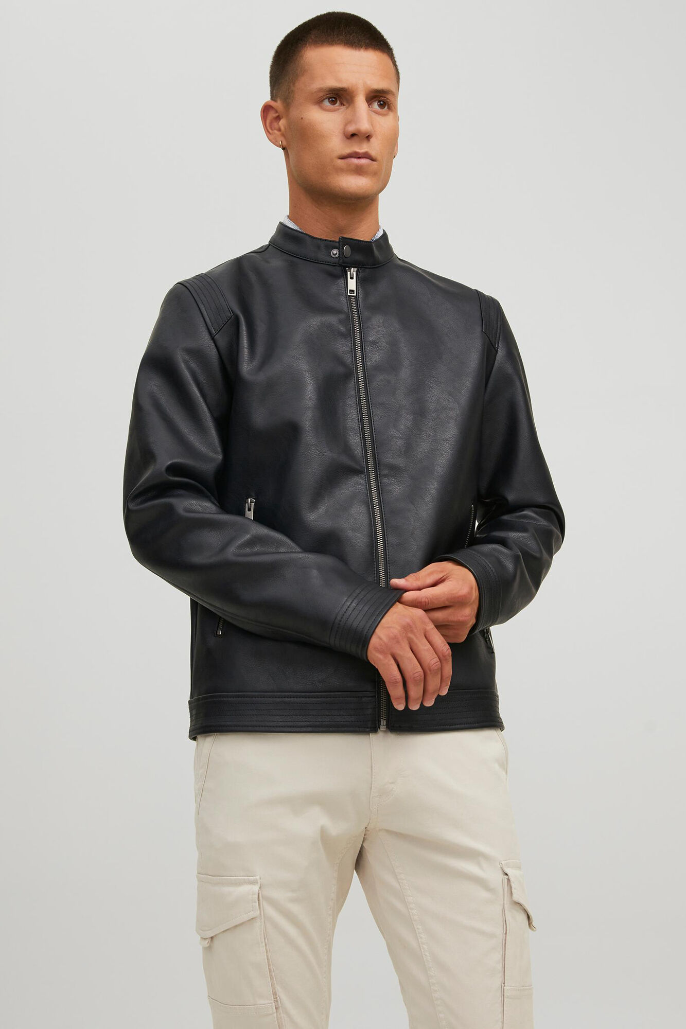 Jack & Jones Chaqueta efecto piel resistente al agua
