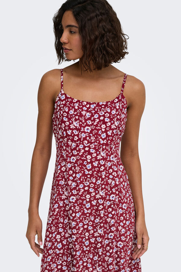 Only Vestido curto estampado floral vermelho