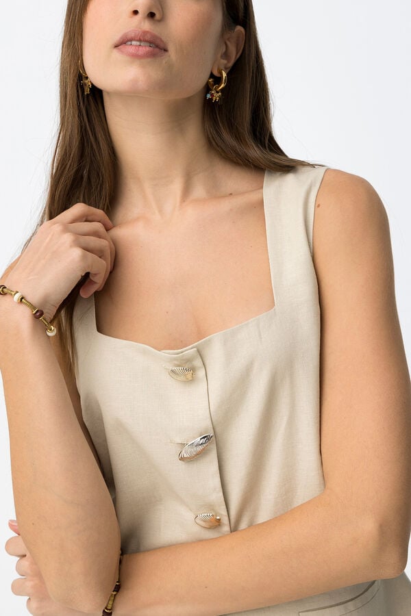 Tiffosi Top slim sin mangas beige