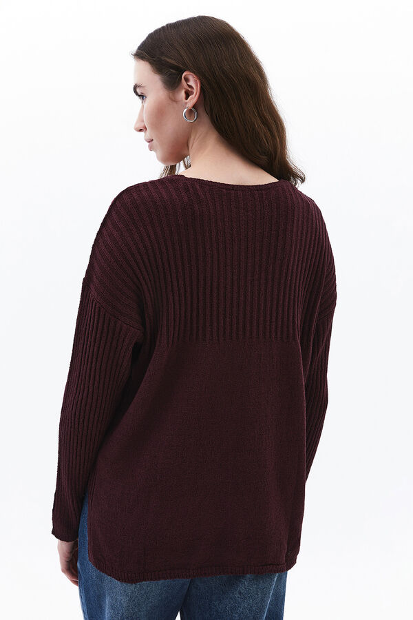 Oxxo Jersey de cuello pico marr&oacute;n