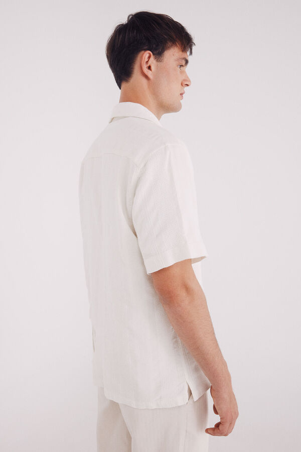 Springfield Camisa manga curta jacquard bege