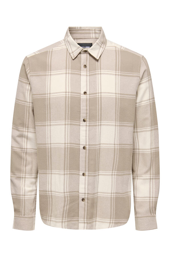 Only & Sons Camisa estampado cuadros beige