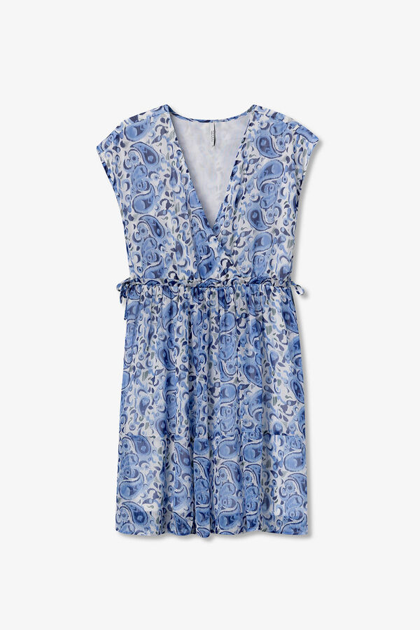 Tiffosi Vestido estampado con volantes blanco