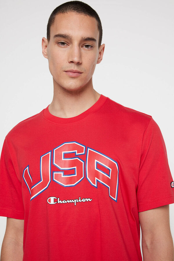 Champion T-shirt manga curta de homem vermelho