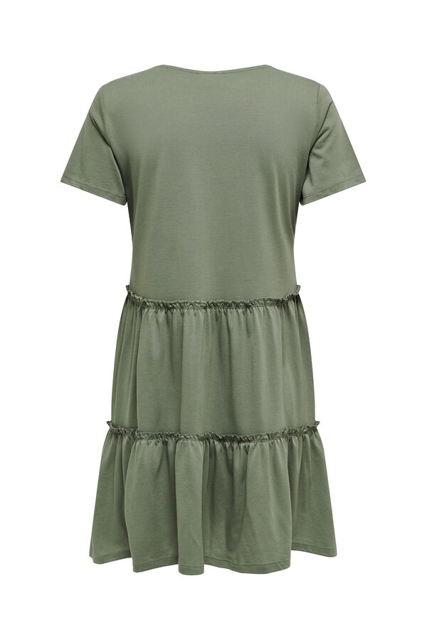 JDY Vestido corto a capas manga corta verde