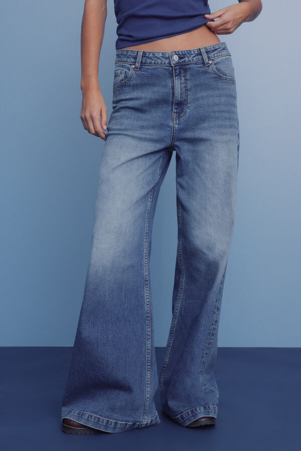 Springfield Cal&ccedil;a jeans super larga e confort&aacute;vel azul