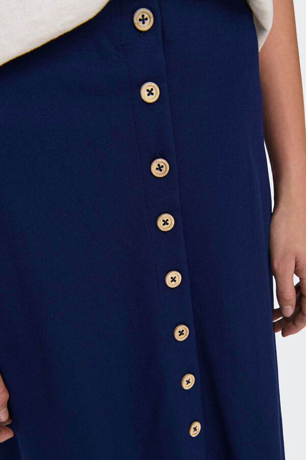 Only Falda midi botones azul