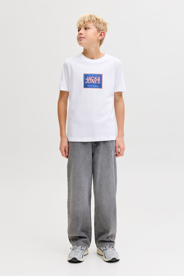 Jack & Jones Junior T-shirt b&aacute;sica logo branco