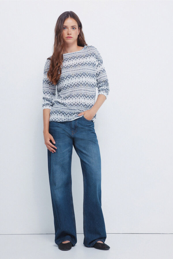 Springfield Camiseta estampada efecto lino blanco