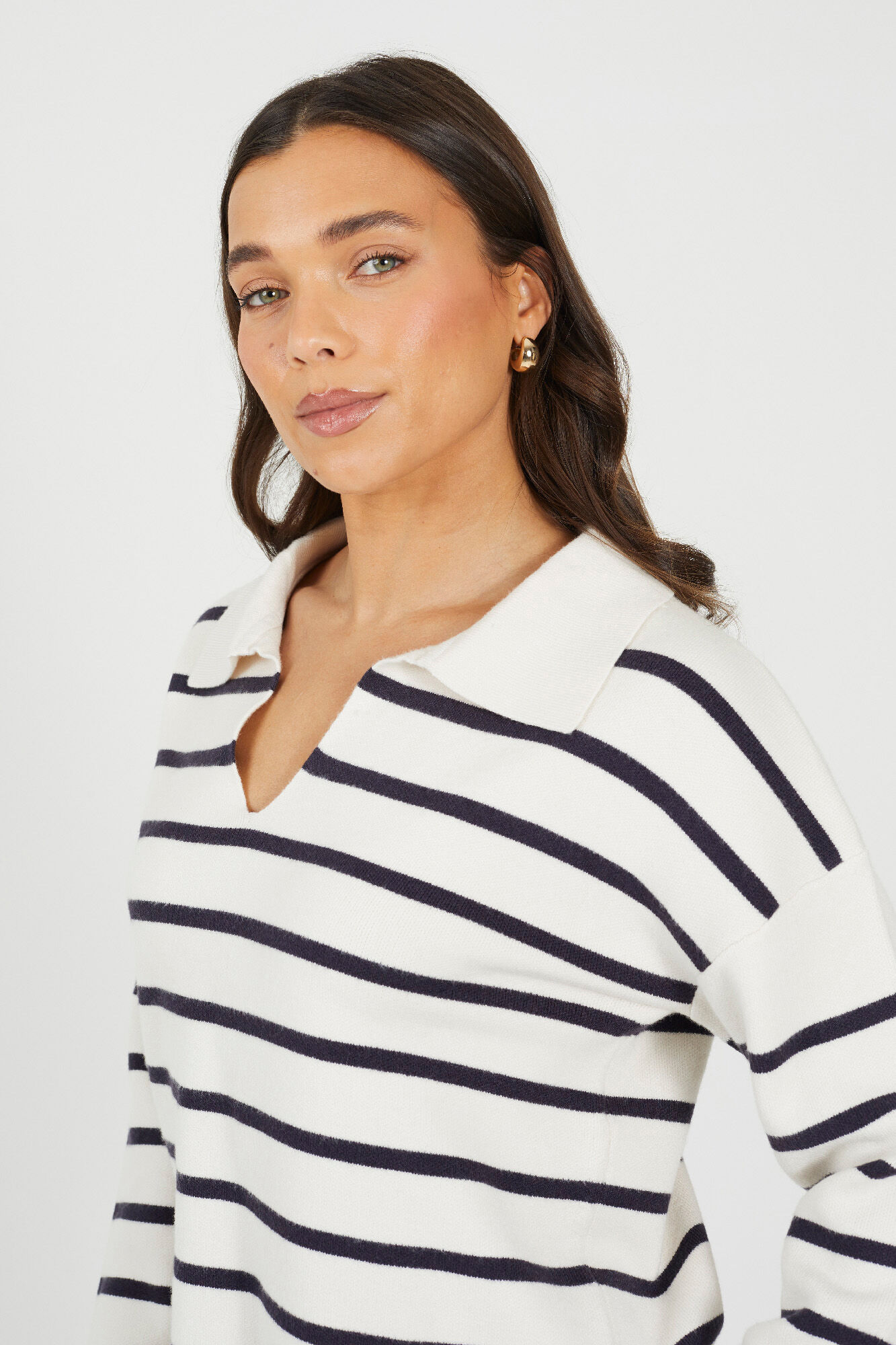 Brave Soul Jersey a rayas con cuello polo