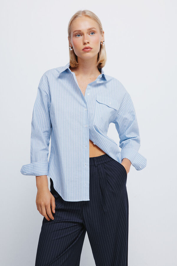 Springfield Pantalones pinzas goma cintura azul