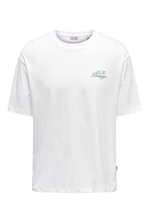 Only & Sons Camiseta dibujo frontal y trasero blanco