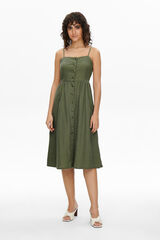 JDY Vestido de lino midi kaki