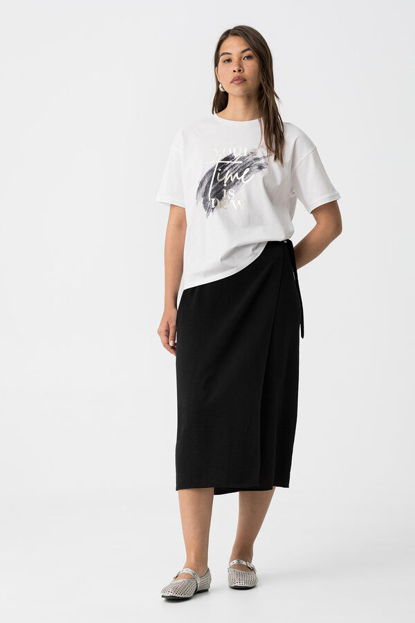 Tiffosi Falda midi de talle alto negro