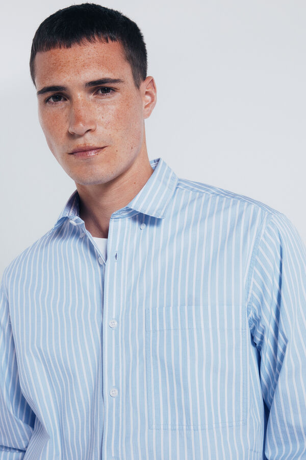 Springfield Camisa popel&iacute;n rayas azul