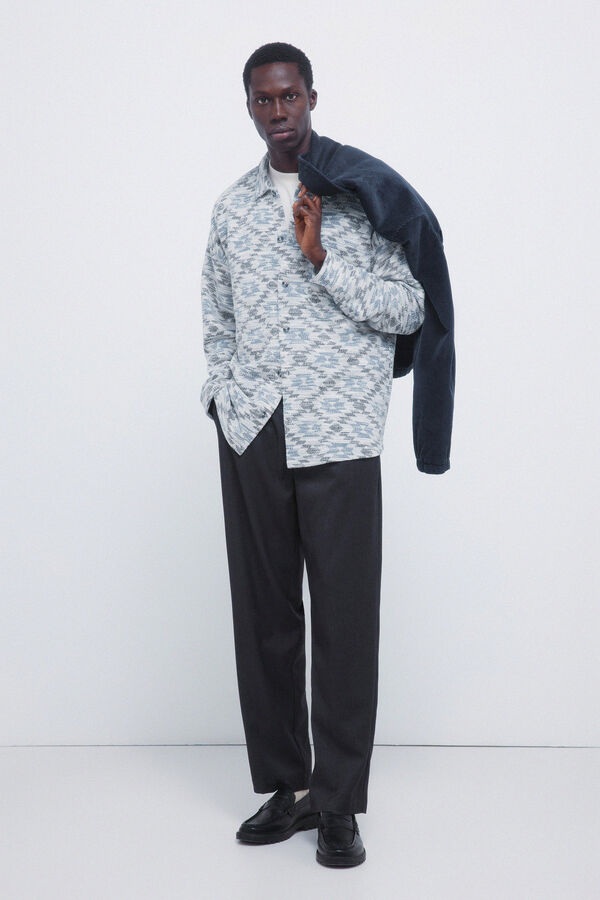 Springfield Camisa jacquard &eacute;tnica azul