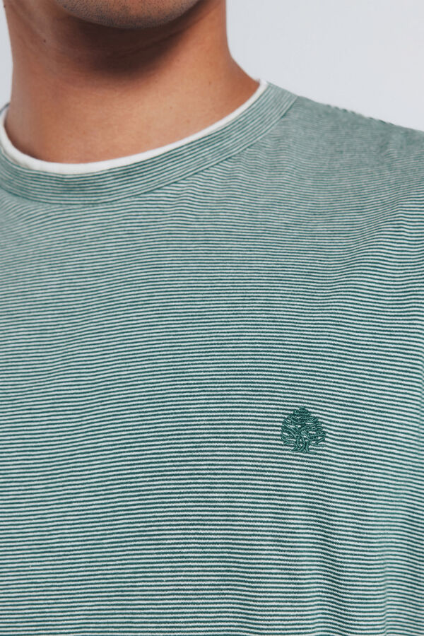 Springfield Camiseta manga larga doble microraya verde