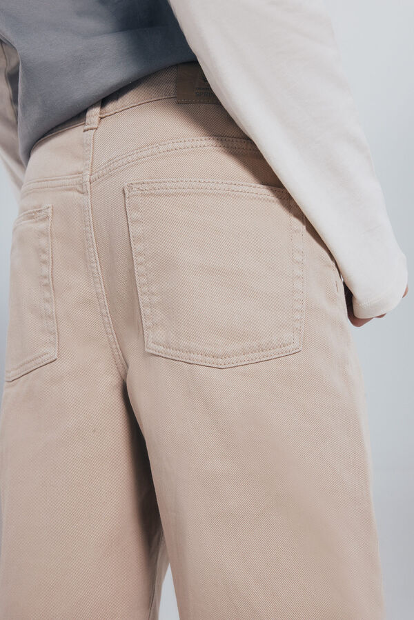 Springfield Kids Calças de perna larga com 5 bolsos para menino bege