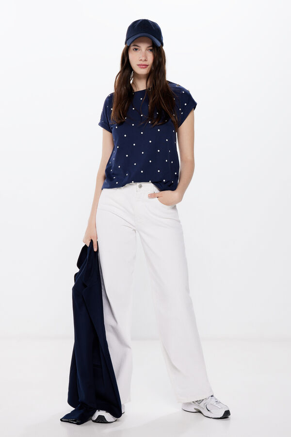 Springfield Camiseta Estampada Botones Hombro azul