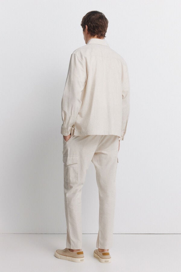 Springfield Pantal&oacute;n cargo lino slim fit beige