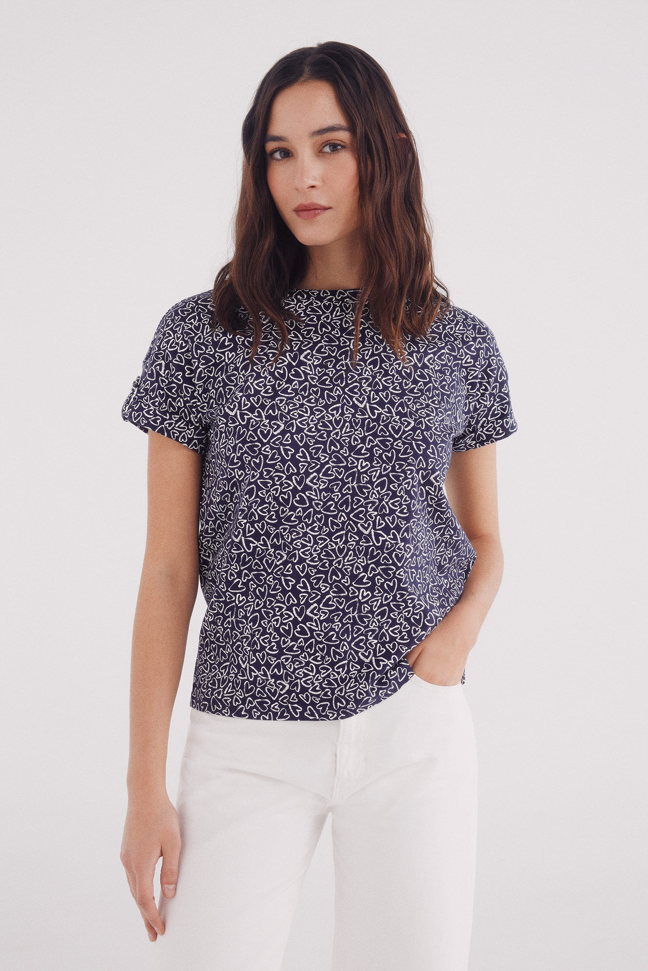 Springfield Camiseta manga vuelta trabilla estampada