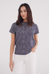 Springfield Camiseta manga vuelta trabilla estampada azul