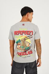 Brave Soul T-shirt de manga curta com estampado oriental cinzento