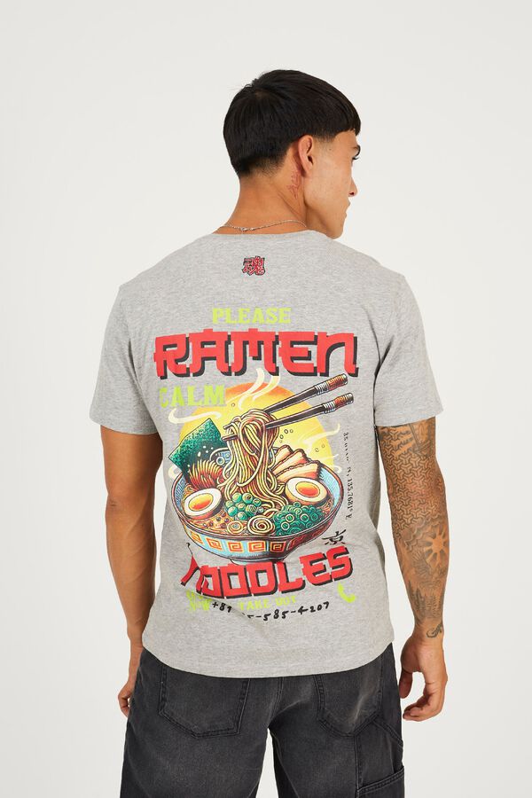 Brave Soul T-shirt de manga curta com estampado oriental cinzento
