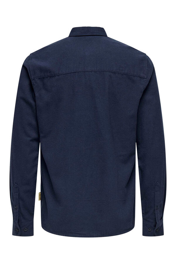 Only & Sons Camisa de hombre cuello oxford azul