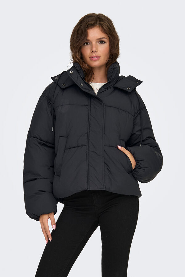 Only Casaco acolchoado com capuz preto