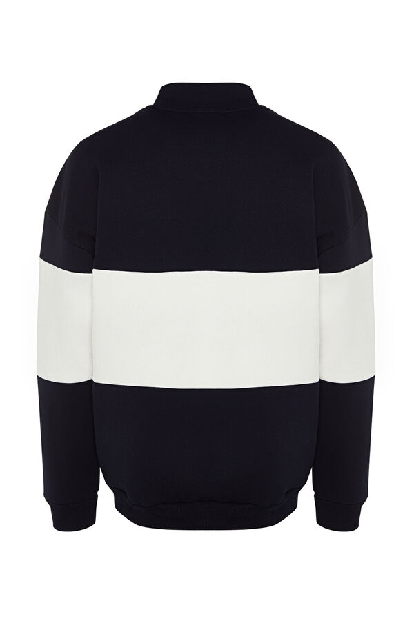 Trendyol Sudadera polar con cuello alto azul
