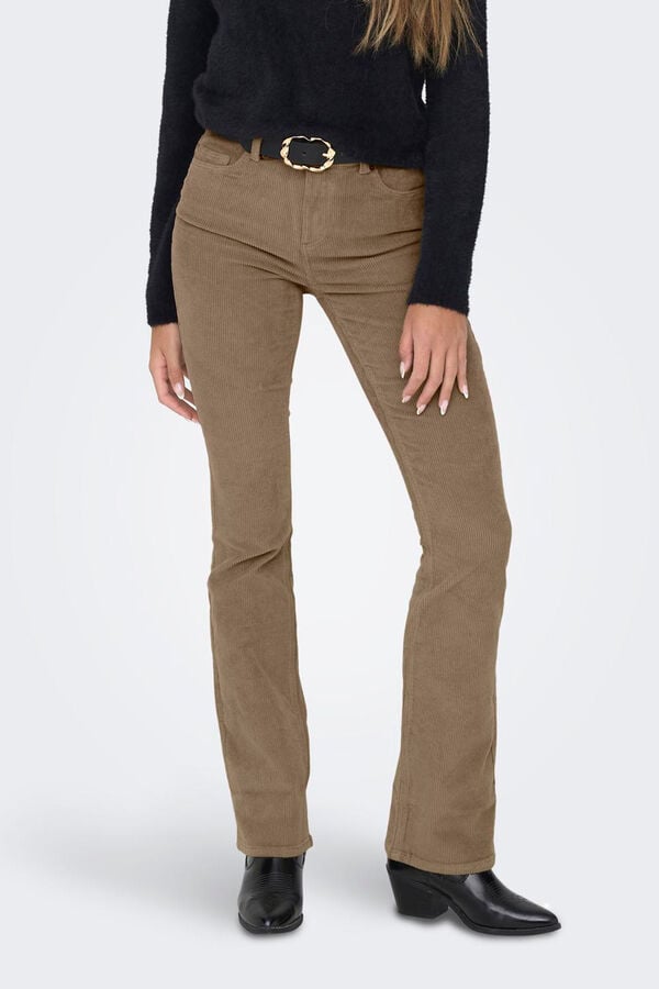 Only Pantal&oacute;n de pana flared nude