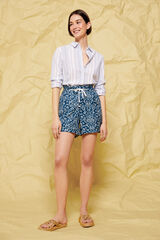 Springfield Calções Estampados Linho Algodão azul