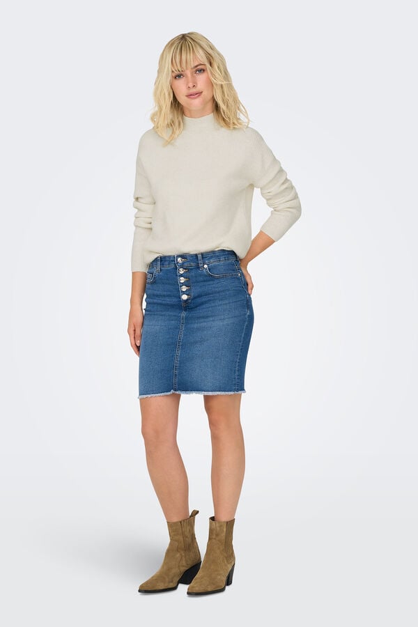 JDY Jersey liso de manga larga beige