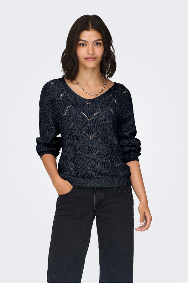 JDY Jersey cuello pico lurex azul