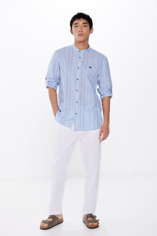 Springfield Camisa polo riscas leve azul