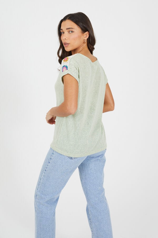Brave Soul T-shirt de manga curta e crochet bege
