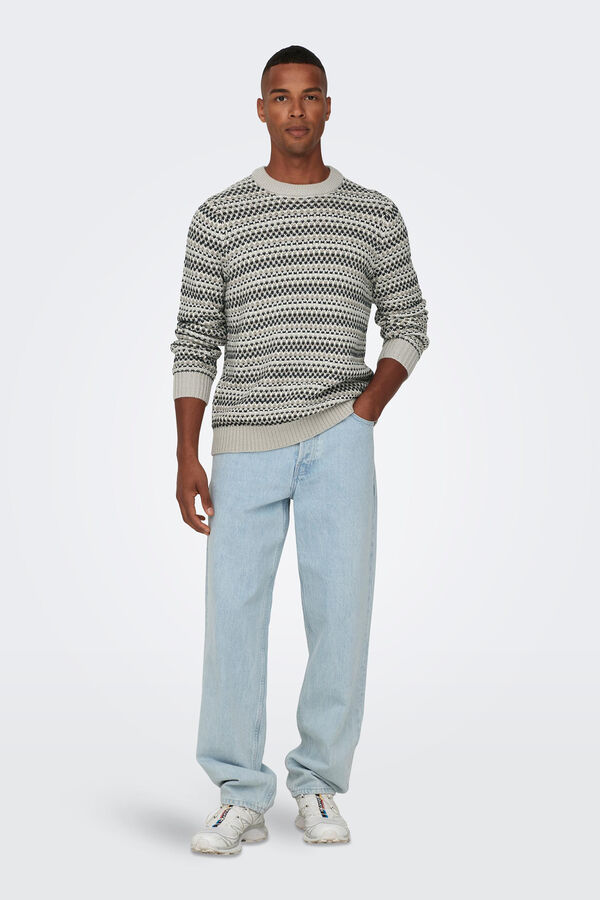 Only & Sons Camisola jacquard cinzento