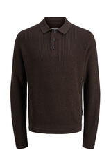Jack & Jones Polo de malha com gola abotoada castanho