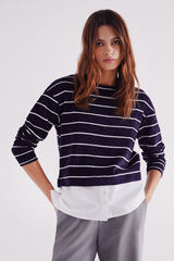 Springfield Camiseta combinada em chenille azul