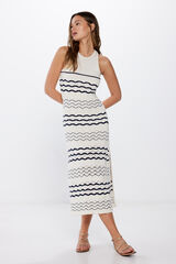 Springfield Vestido Midi Punto Pointelle estampado