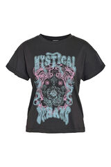 Noisy May Camiseta de manga curta com modelagem regular e estampa frontal. cinzento