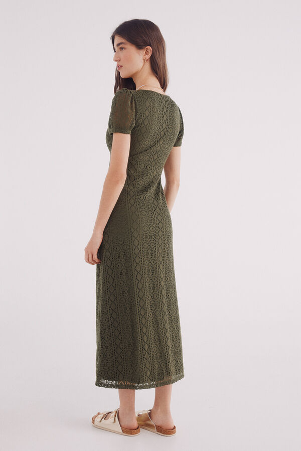Springfield Vestido midi botones corchet verde