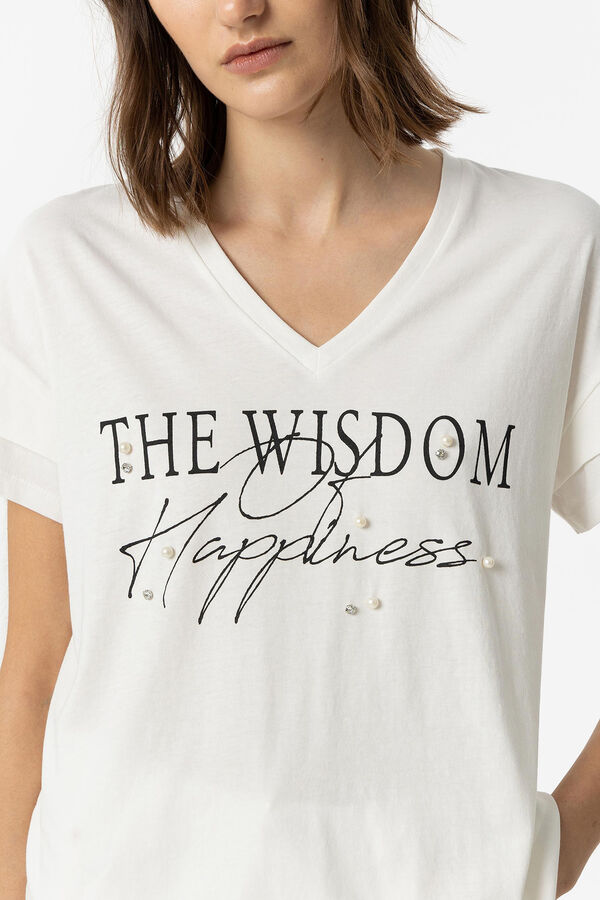 Tiffosi T-shirt com Texto Frontal e Apliques branco