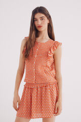 Springfield Blusa nido de abeja botones azul