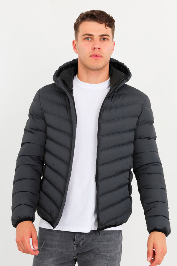 Brave Soul Casaco acolchoada com capuz cinzento