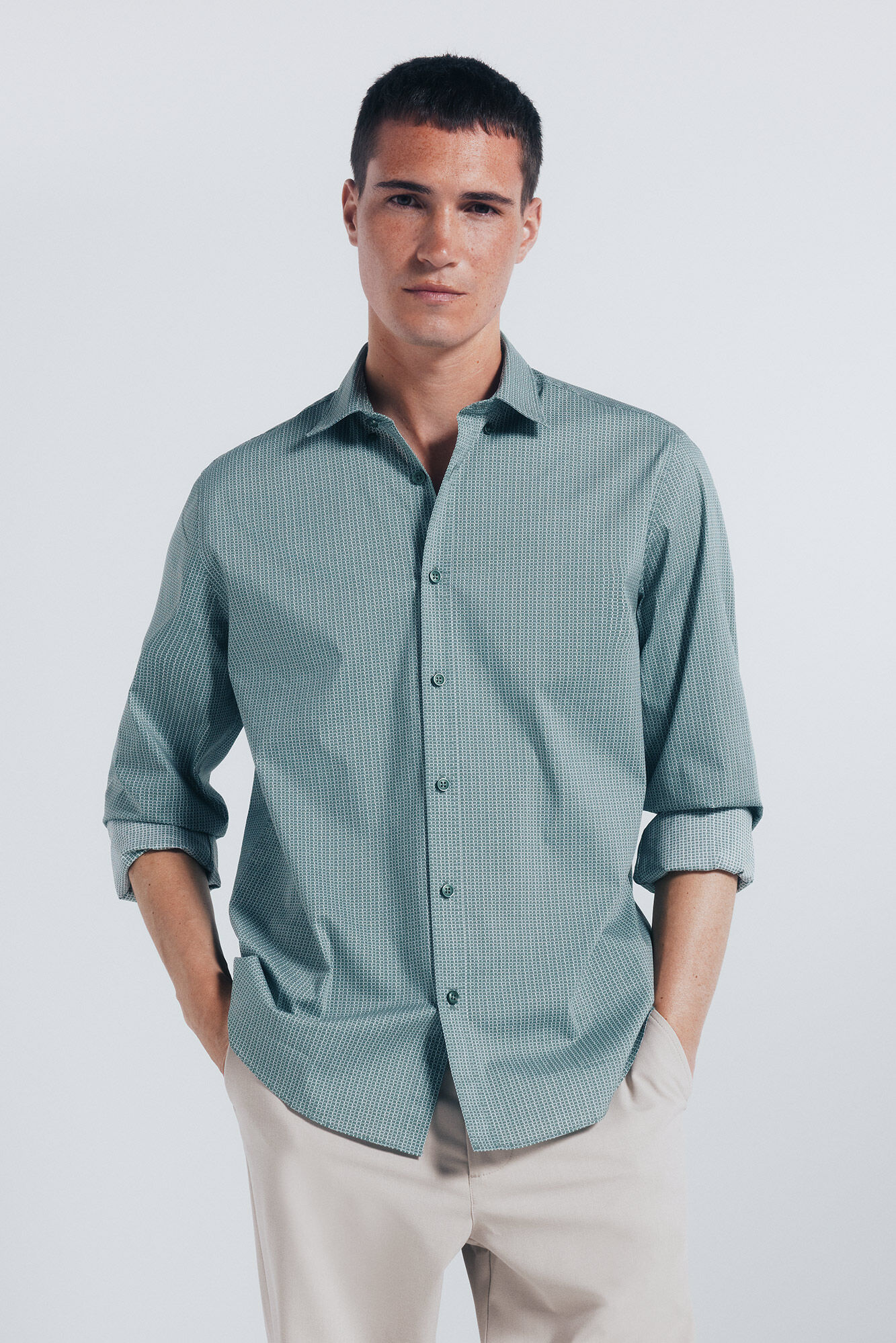 Springfield Camisa popel&iacute;n micro estampado