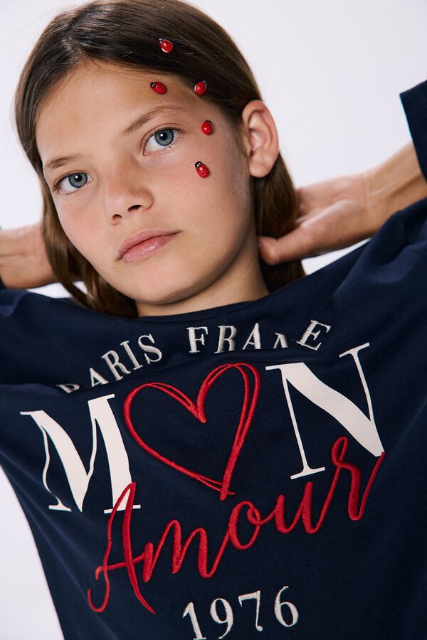 Springfield Kids Camiseta Mon Amour ni&ntilde;a azul