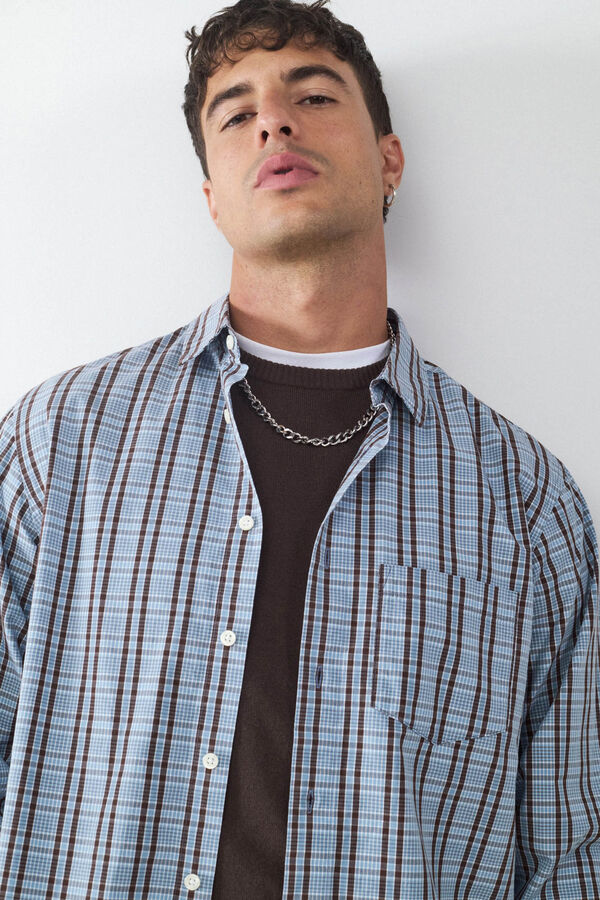 Balmohk Camisa manga larga oversize bolsillo marr&oacute;n