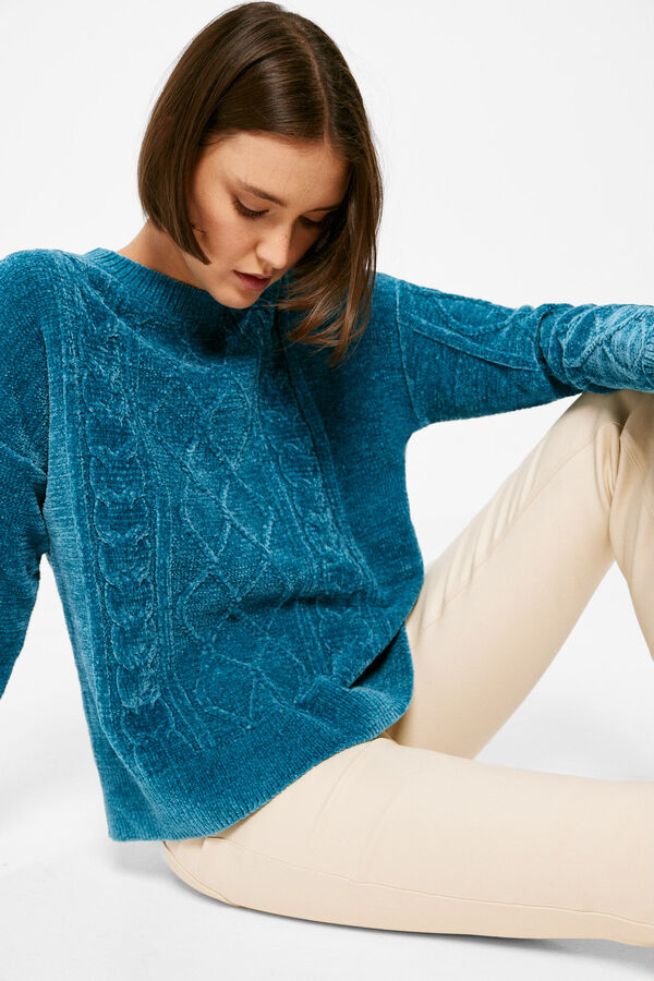 Springfield Camisola Chenille Cable Knit azul